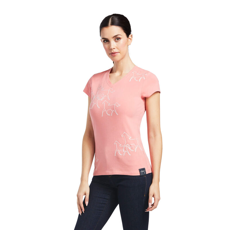 Ariat T-Shirts Damen - Trot Line Rosa ( OGWAT-7482 )